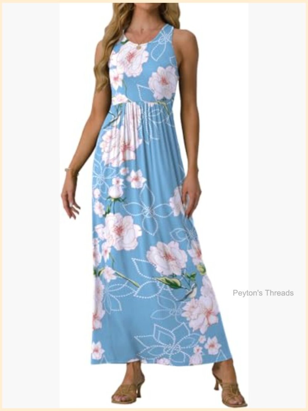Women's Sleeveless Casual Long Tank Maxi Dress with Pockets - Picture 2 of 7